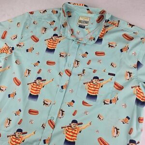RSVLTS The Sandlot Baseball Short Sleeve‎ Button Up Shirt Men's XXL Aqua
